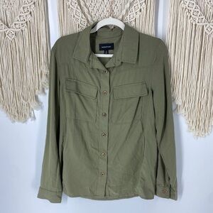 MINKPINK Southwestern Green Button Down Shirt Top